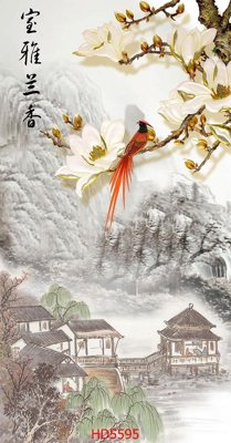 Ảnh gốc File tranh bộ hiện đại HD5595 (nét căng) in mica