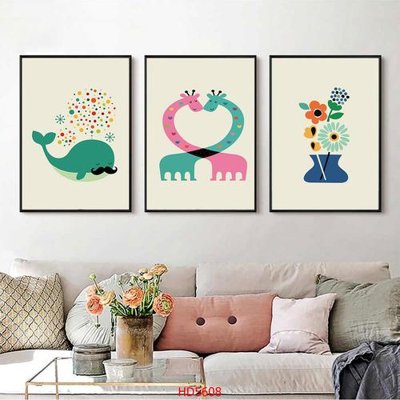 File gốc File tranh bộ hiện đại HD5608 (in tráng gương) sang trọng