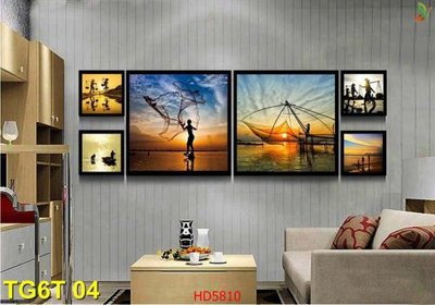 File in mica File tranh bộ nhiều tấm làng chài trang trí HD5810 (ảnh gốc) đẹp