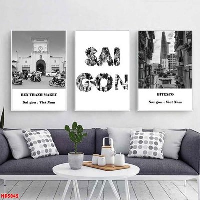 Tệp tin gốc Bộ 3 tranh sài gòn đen trắng HD5842 (dùng cho in ấn) chuyên nghiệp