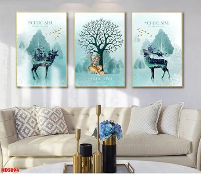 File tranh File tranh bộ hiện đại HD5894 (bản gốc) treo quán cafe