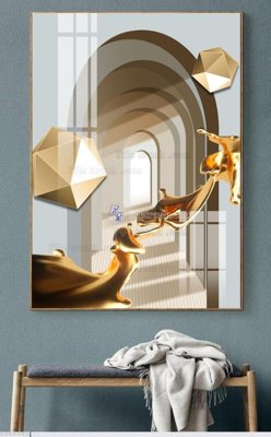 File tranh File bộ tranh treo hiện đại HD60085 (bản gốc) in lụa dán tường