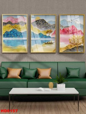 Ảnh gốc File tranh bộ hiện đại HD6157 (nét căng) in mica