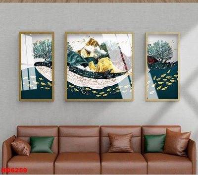 File gốc File tranh bộ hiện đại HD6259 (in lụa) họa tiết 3D