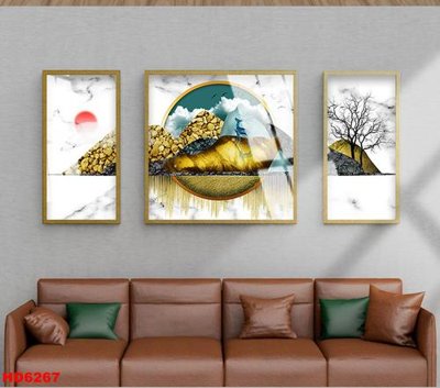 Ảnh gốc File tranh bộ hiện đại HD6267 (nét căng) in mica