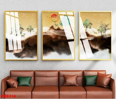 File ảnh File tranh bộ hiện đại HD6314 (gốc) dùng in Pano