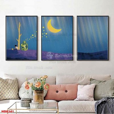 Tải file File tranh bộ hiện đại HD6341 (gốc) in tranh tráng gương