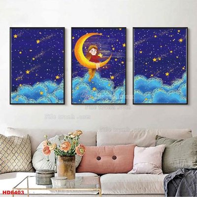 File gốc File tranh bộ hiện đại HD6403 (in tráng gương) sang trọng