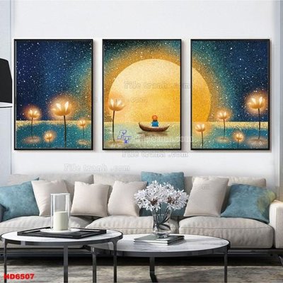 File gốc File tranh bộ hiện đại HD6507 (in tráng gương) ốp tường