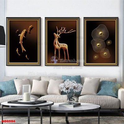 Ảnh gốc File tranh bộ hiện đại HD6594 (nét căng) in mica