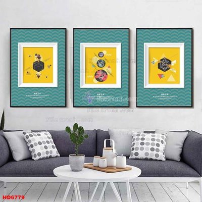 File gốc File tranh bộ hiện đại HD6779 (in tráng gương) sang trọng