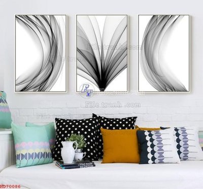 File tranh in trần 3D File bộ tranh treo hiện đại HD70086 (ảnh gốc)