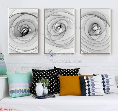 File gốc File bộ tranh treo hiện đại HD70088 (in lụa) tranh phong thủy