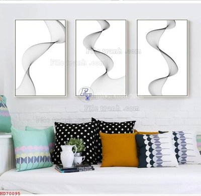 File tranh File bộ tranh treo hiện đại HD70095 (bản gốc) in lụa dán tường