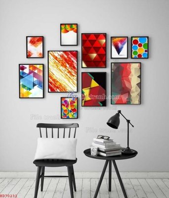 Ảnh gốc File bộ tranh treo hiện đại HD70231 (nét căng) in mica