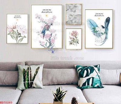 Tải file File bộ tranh treo hiện đại HD70260 (gốc) chủ đề phong thủy