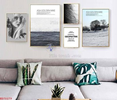 File PSD File bộ tranh treo hiện đại HD70279 (gốc) tách lớp chi tiết