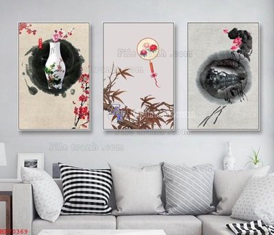 File in lụa File bộ tranh treo hiện đại HD70369 (hoa văn) File bộ tranh treo hiện đại HD70369