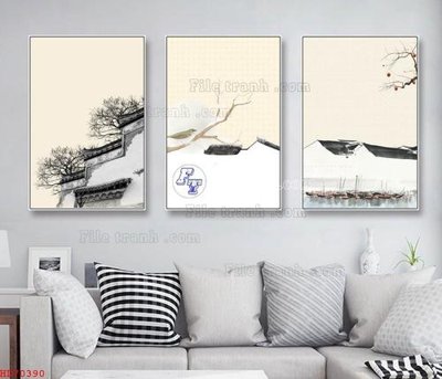 File ảnh File bộ tranh treo hiện đại HD70390 (gốc) trang trí khách sạn