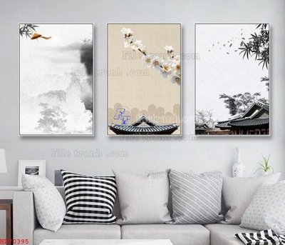 File gốc File bộ tranh treo hiện đại HD70395 (in tráng gương) nghệ thuật