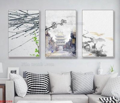 Download file File bộ tranh treo hiện đại HD70399 (gốc) in mica đèn LED