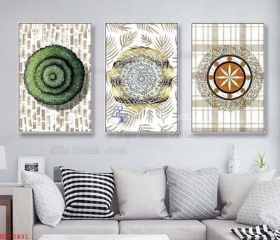 File gốc File bộ tranh treo hiện đại HD70431 (in lụa) hoa văn cổ điển