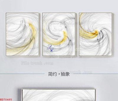 File in trần File bộ tranh treo hiện đại HD70485 (file gốc) hoa văn 3D