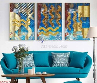 File tranh in trần 3D File bộ tranh treo hiện đại HD70537 (ảnh gốc)