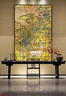 File gốc File bộ tranh treo hiện đại HD70718 (in lụa) hoa văn cổ điển