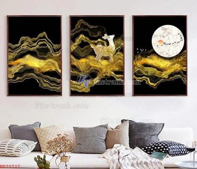 File tranh in trần 3D File bộ tranh treo hiện đại HD70727 (ảnh gốc)