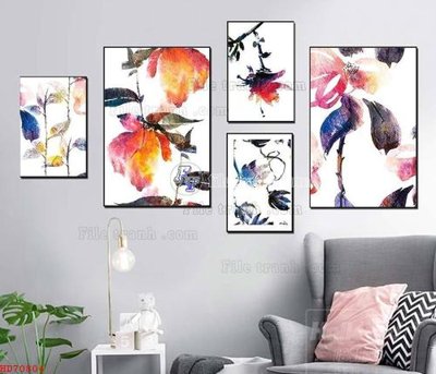 File ảnh File bộ tranh treo hiện đại HD70804 (gốc) cho trang trí nhà hàng
