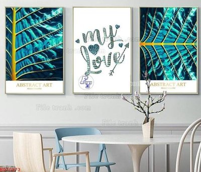 Hình ảnh file gốc in trần nhà File bộ tranh treo hiện đại HD70973