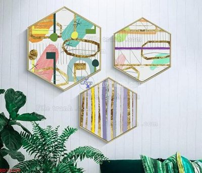 File tranh in trần 3D File bộ tranh treo hiện đại HD71289 (ảnh gốc)