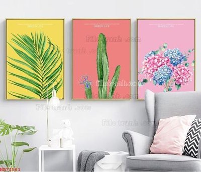 File in trần File bộ tranh treo hiện đại HD71561 (bản gốc) hoa văn