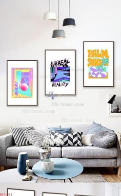 File in trần File bộ tranh treo hiện đại HD71811 (file gốc) hoa văn 3D