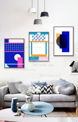 File gốc File bộ tranh treo hiện đại HD71814 (in lụa) tranh mã đáo