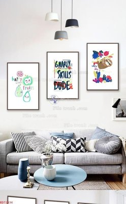 File tranh File bộ tranh treo hiện đại HD71836 (file gốc) chuẩn màu in