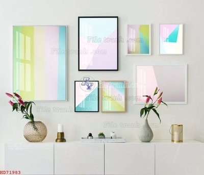 File ảnh File bộ tranh treo hiện đại HD71983 (gốc) dùng in Pano