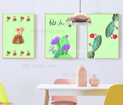 File gốc File bộ tranh treo hiện đại HD72331 (in lụa) tranh phong thủy