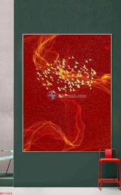 File tranh File bộ tranh treo hiện đại HD72458 (bản gốc) in lụa dán tường