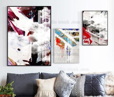 File gốc File bộ tranh treo hiện đại HD72997 (in lụa) hoa văn cổ điển