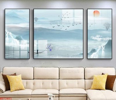 File tranh File bộ tranh treo hiện đại HD73401 (gốc) in trên kính