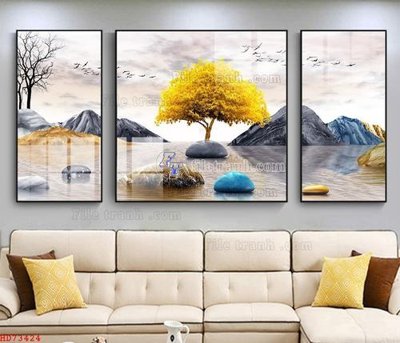 File gốc File bộ tranh treo hiện đại HD73424 (in tráng gương) ốp tường