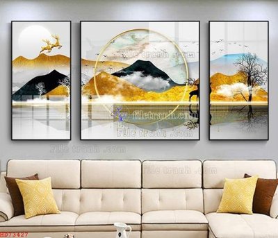 File gốc in tráng gương File bộ tranh treo hiện đại HD73427 chi tiết