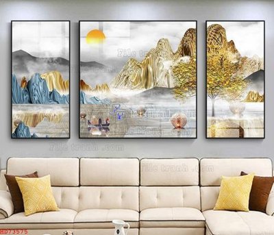 File gốc File bộ tranh treo hiện đại HD73575 (in lụa) cao cấp