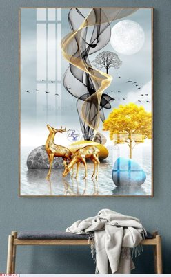 Hình ảnh file gốc in trần nhà File bộ tranh treo hiện đại HD73623