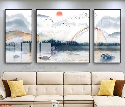 Ảnh gốc file in lụa File bộ tranh treo hiện đại HD73705 chi tiết
