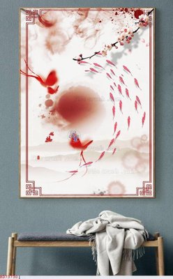 File gốc File bộ tranh treo hiện đại HD73730 (in lụa) hoa văn cổ điển