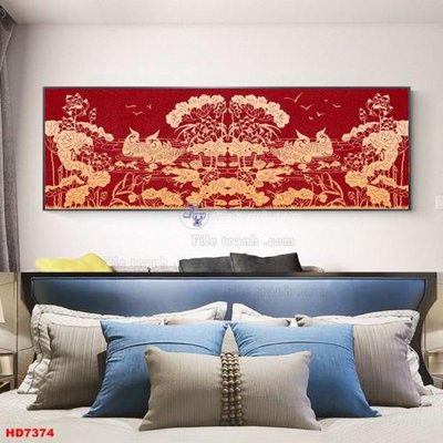 Tải file File tranh bộ hiện đại HD7374 (gốc) chủ đề hoa sen
