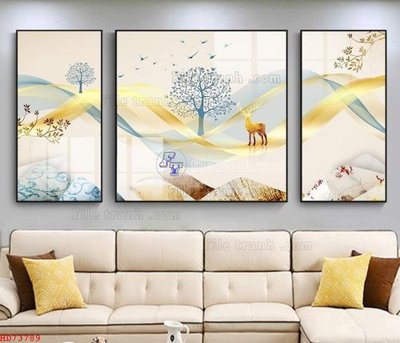 File gốc File bộ tranh treo hiện đại HD73789 (in lụa) tranh phong thủy